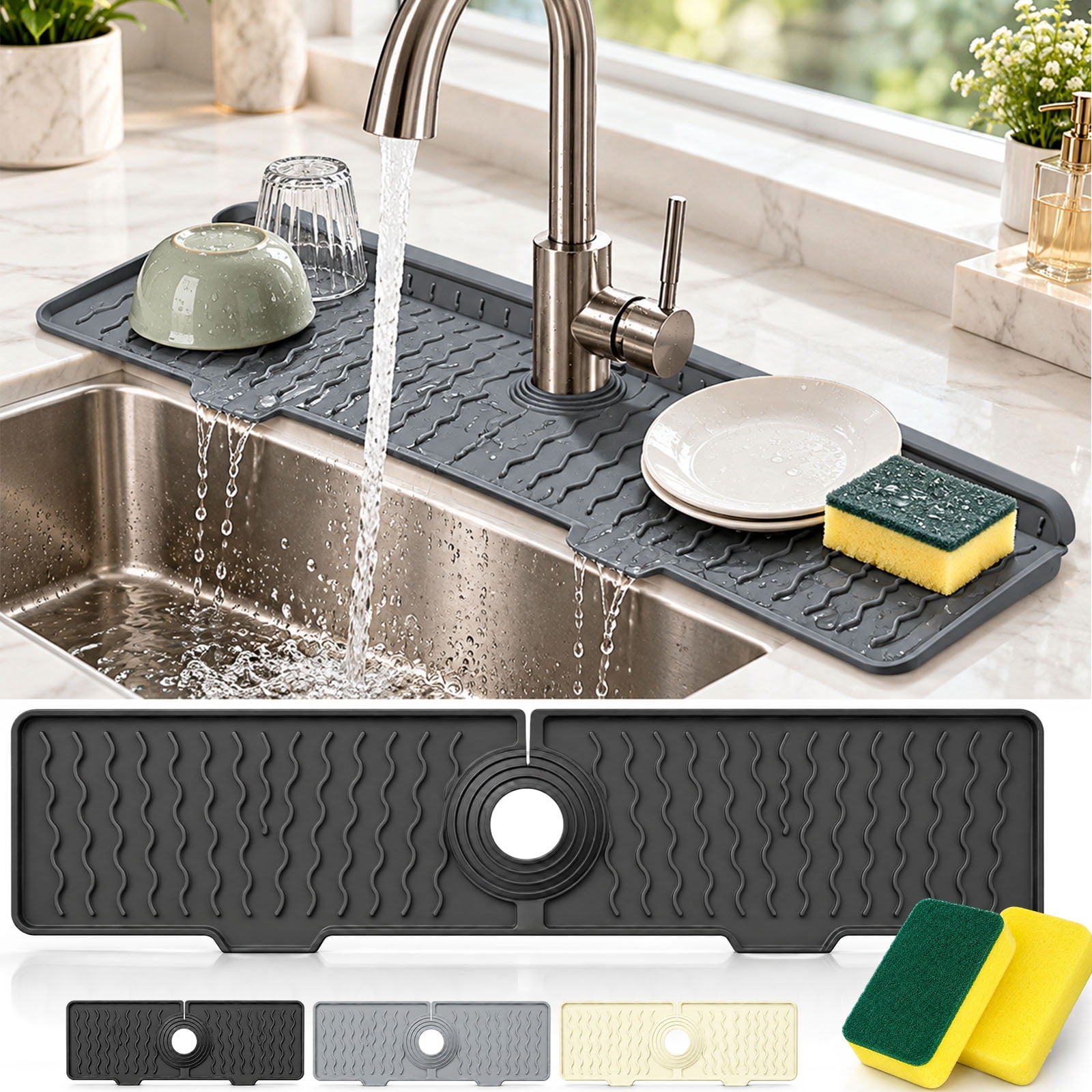 Faucet Mat for Kitchen Sink, Silicone Splash Guard Drain Pad - Walmart.com