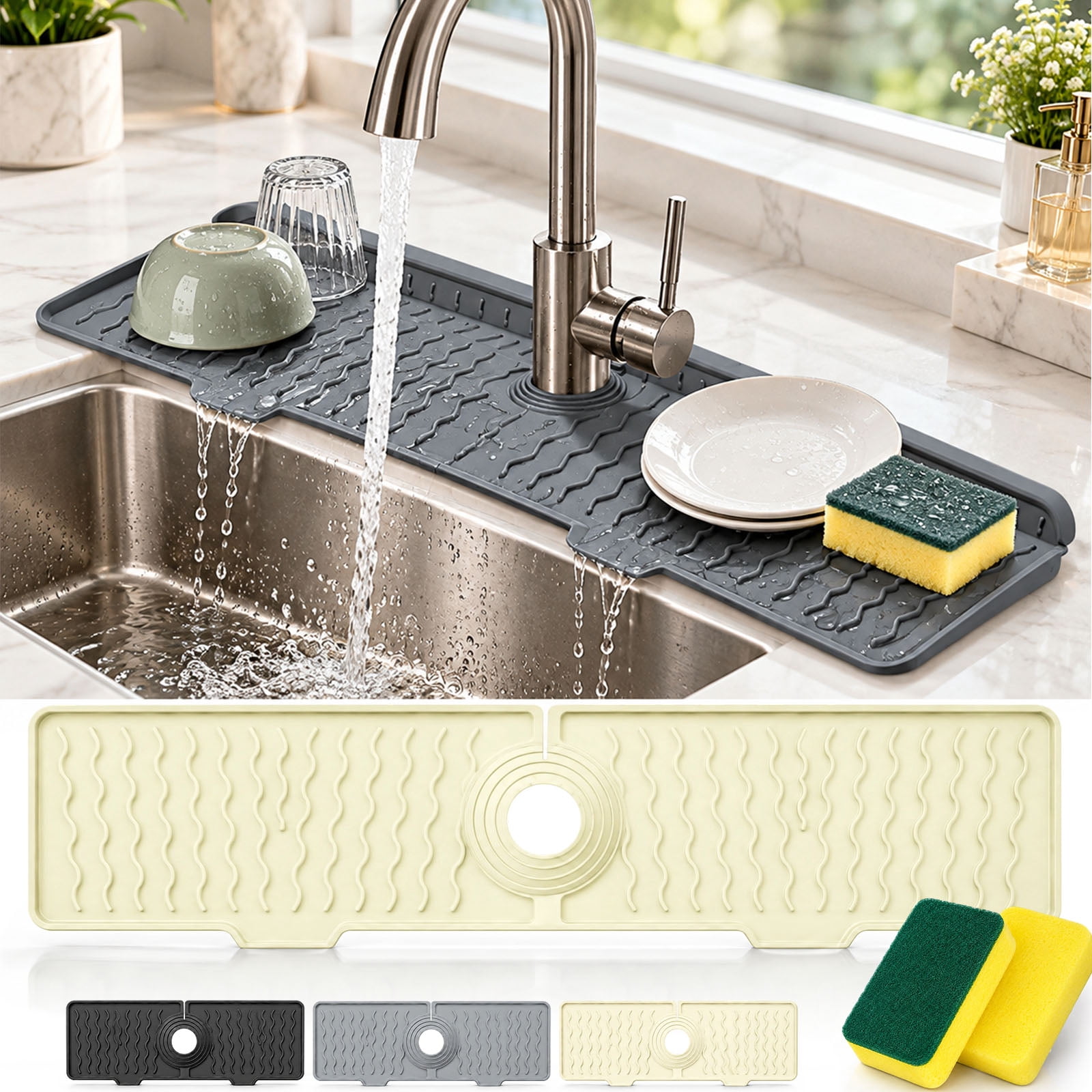 Faucet Mat for Kitchen Sink, Silicone Splash Guard Drain Pad - Walmart.com