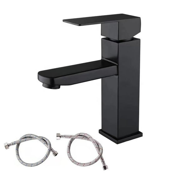 Faucet Modern Matte Black Bathroom Faucet Single Hole, Matte Black Single Hole Bathroom Faucet, Bathroom Sink Faucet, Black Vanity Faucet, Drain Assembly, Matte Black
