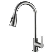 Faucet with Pull Down Sprayer- Brushed Nickel Sink Faucets, 360æ³ 2 Modes Swivel Single Handle High Arc Stainless Steel, Commercial Modern Kitchen-Faucets,Silver