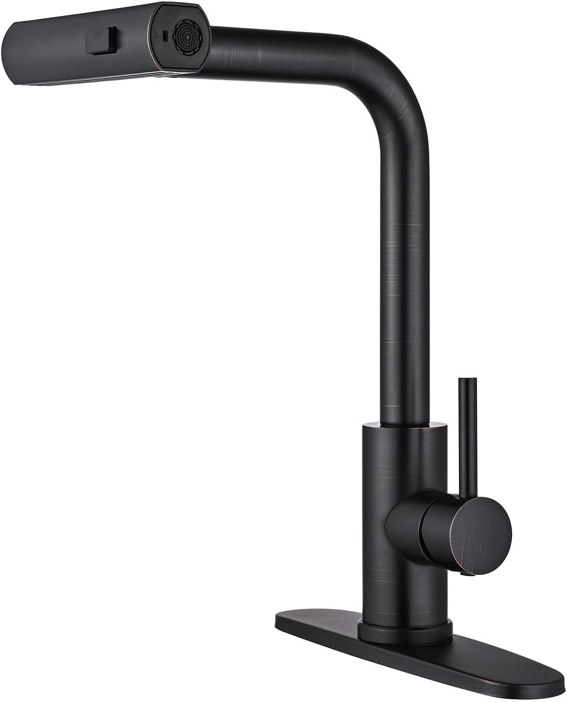 Kitchen Faucet with Pull Down Sprayer, Brushed Nickel Waterfall Single Hole Handle Stainless Steel Kitchen Sink Faucets,black