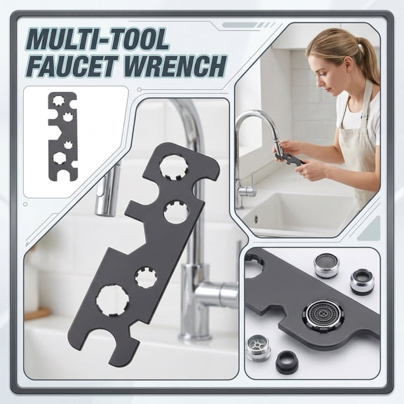 Faucet Removal Tool 9 in 1 Heavy Duty Metal Wrench Key for Kitchen Bath Sink Fits Cache Aerators M16.5 M18.5 M21.5 M24 for Easy Installation