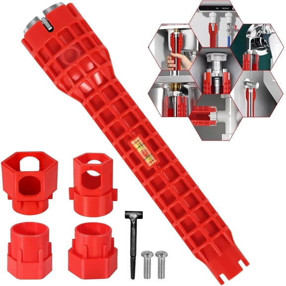 Faucet and Sink Installer Multi Tool, Basin Wrench, Multi-functional Wrench Plumbing Tool, 14 in 1 Faucet Wrench, Sink Wrench Plumbers for Pipe and Tub Drain Removal Nut Wrench (One way)