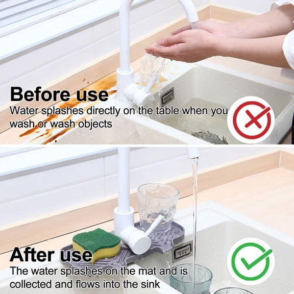 Faucet Splash Guard - Silicone Faucet Handle Drip Catcher Tray, Kitchen Guard Silicone Sink Faucet Mat, Sink Splash Guard Behind Faucet, Kitchen Sink Accessories, Kitchen Gadgets for Kitchen Counter