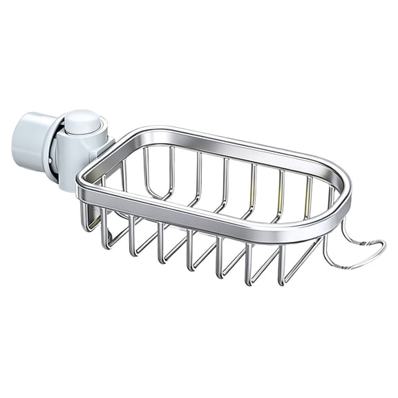 Over Faucet Stainless Steel Sponge Caddy Rack, Detachable Hanging Drainage Organizer, Multi-Scene Storage Shelf, 7.08×4.13×1.77 Inch, Sink Rack for Scrubbers, Soap and Kitchen Bathroom,Silver
