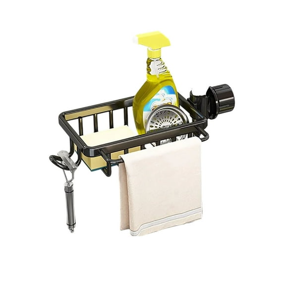 Faucet Storage Rack for Sink Organization No Punching Hollowed Out Holds Sponges & Brushes Drying feature for Kitchen or Bathroom Use Space Saving