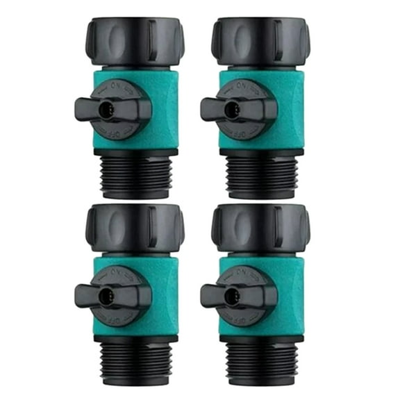 Faucet Upgrade Garden Hose Nozzle Connectors with Shutoff Set for Standard 3/4 Inch Hoses - Hose Connector Kit for All Weather Use 4PCS