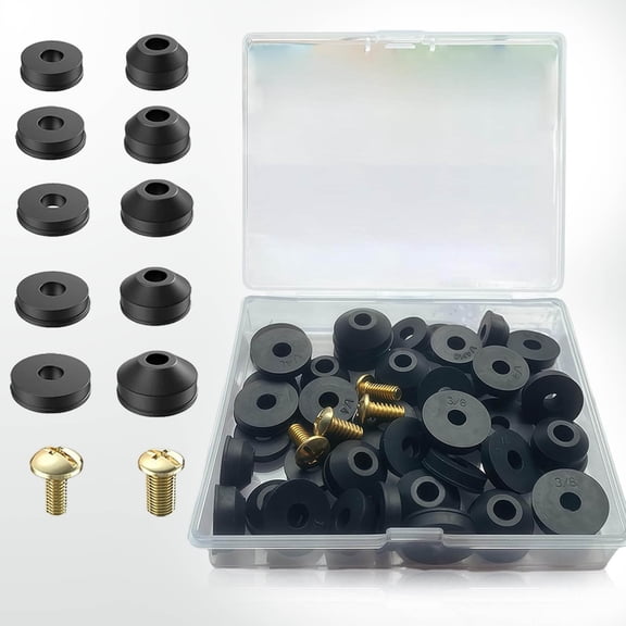 Faucet Washer Assortment Kit with Brass Screws Flat and Beveled Washers for Quick-Opening Style Faucets Replacements