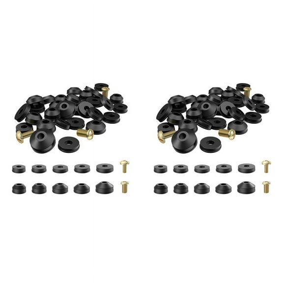 Faucet Washers, 116-Pack Flat and Beveled Rubber Faucet Washers and Brass Bibb Screws Assortment Replacement Kit