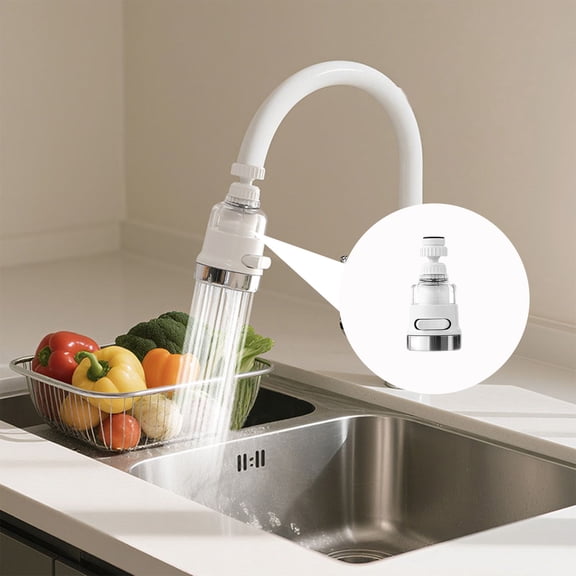 Faucet Water Filter Sprayer Pressure Increasing Tap Head Water Saving Kitchen Sink Filter Attachment Sediment Removal Purifier Rotating Faucet Aerator Bathroom Kitchen Tool