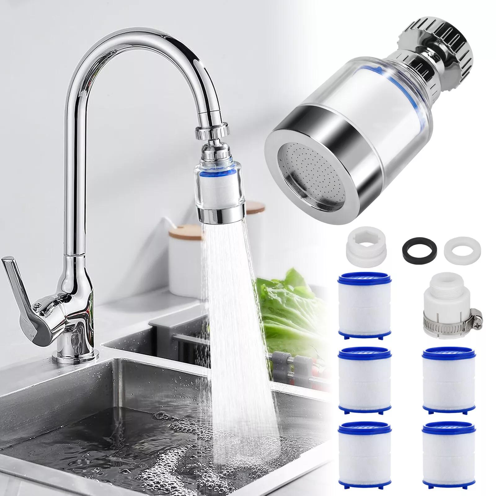 Faucet Water Filter Tap Filtration Kitchen Sink Mount Purifier System 360Rotate