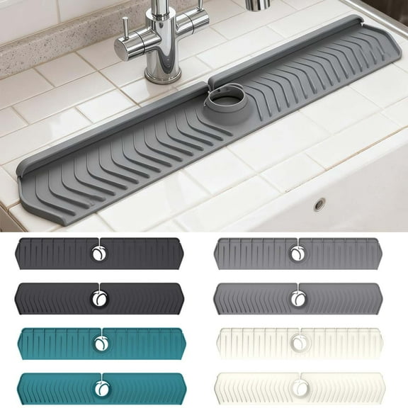 Faucet Water Flowing Drying Mat - Absorbent Sink Guard Pad for Kitchen & Bathroom, Anti-Slip Drainage Cushion to Keep Countertops Dry, Waterproof Mat for Faucet Area Protection, 29.92*5.71in, Black
