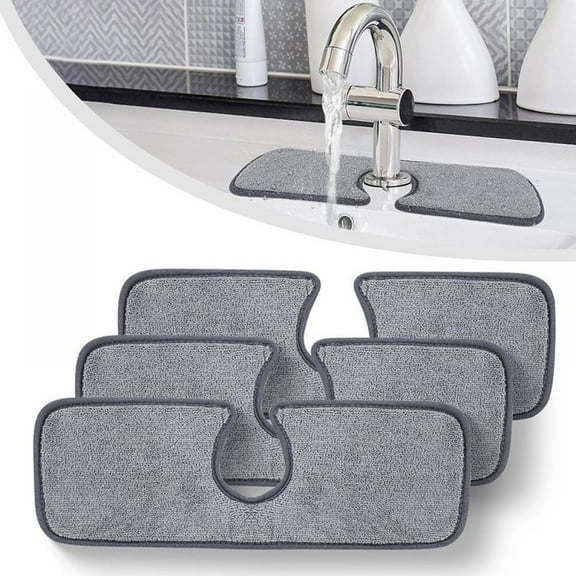 Faucet Wraparound Absorbent Mat,Microfiber Cloth Dish Cleaning Drying Pads for Kitchen Bathroom Faucet Counter Sink Water Stains Prevent,1 Pc