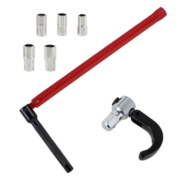 Faucet Wrench Carbon Steel Plumber Socket Wrench with 5 Sockets and 1 Chuck Tap Back Nut Wrench Kitche
