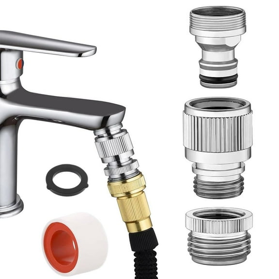 Faucet to Hose Quick Mount Adapter, Includes Brass Clasp & Fitting, for Connecting Shower, Bidet, or Portable Washing Machinesilvery,1set