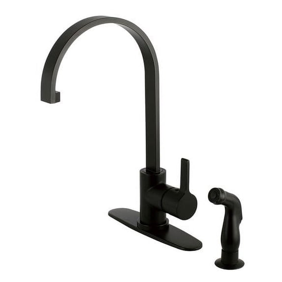Faucetaire LS8710CTLSP Continental 8" Centerset Single-Handle Kitchen Faucet with Side Sprayer, Matte Black