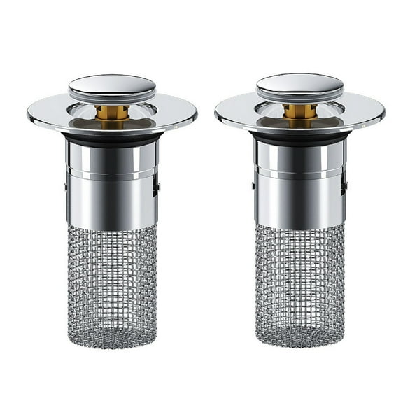 Faucets 2 Pack Bathroom Sink Stopper Hair Catcher Up Sink Drain Filter With Removable Stainless Filter Basket Hair Catcher For US Bathroom Sink Stopper Replacement Bathroom Sink
