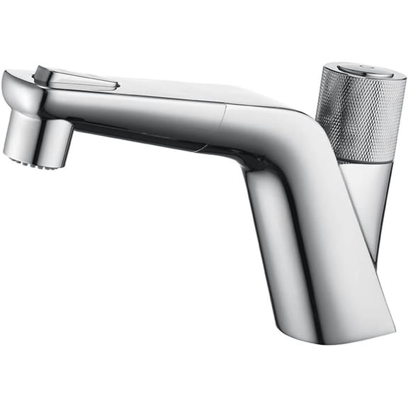 Faucets,Basin Mixer Tap Chrome Bathroom Basin Faucets, Brass Bathroom Basin Faucets, Button to Switch Deck Mounted Cold Hot Water Mixer Taps for Bathroom Kitchen