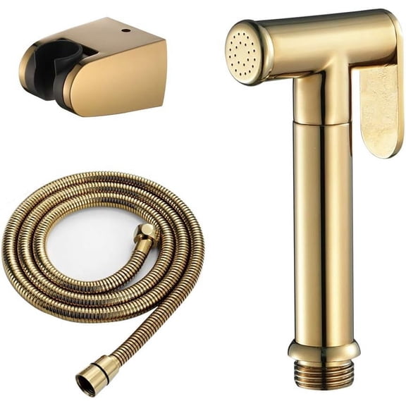 Faucets HandheldFaucet, Douche Kit ShowerSprayer Set, Toilet Shattaf Sprayer with Shower Hose and Shower Base, Brass,Gold