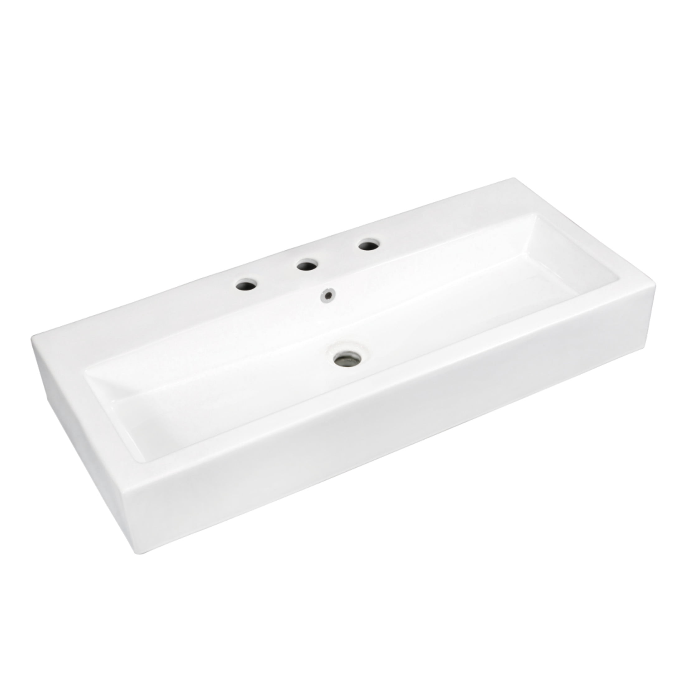 Kingston Brass EV3917W8 Anne 39-Inch Ceramic Rectangular Vessel Sink (8-Inch Centers) in White