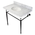 thumbnail image 1 of Kingston Brass KVPB3622M80 Edwardian 36" Carrara Marble Console Sink with Brass Legs (8-Inch, 3-Hole), Carrara Marble White/Matte Black, 1 of 5