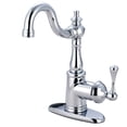thumbnail image 1 of Kingston Brass FS7641BL English Vintage One-Handle 1-Hole Bathroom Faucet with Deck Plate and Push Pop-Up Drain in Polished Chrome, 1 of 7