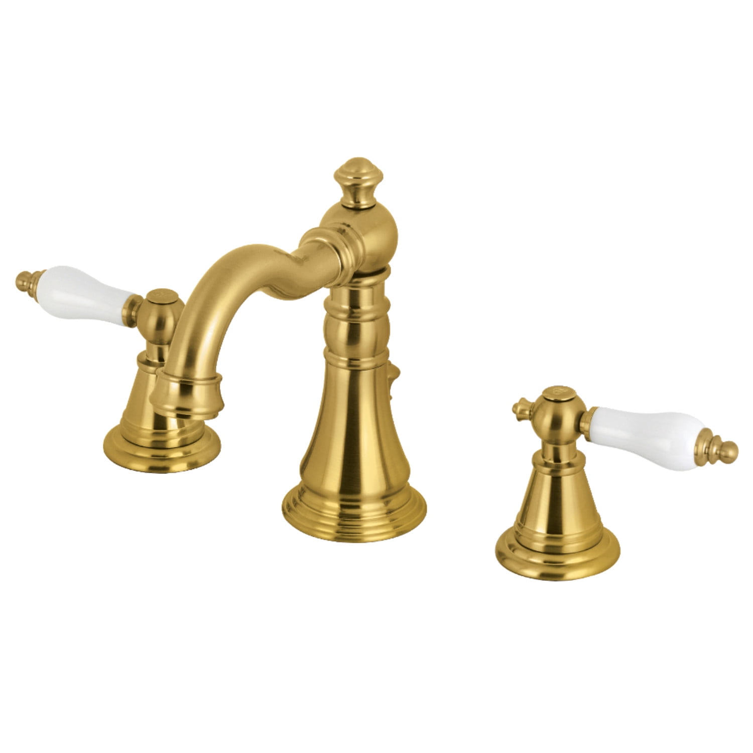 Satin Brass Traditional Widespread Bathroom Faucet with Drain