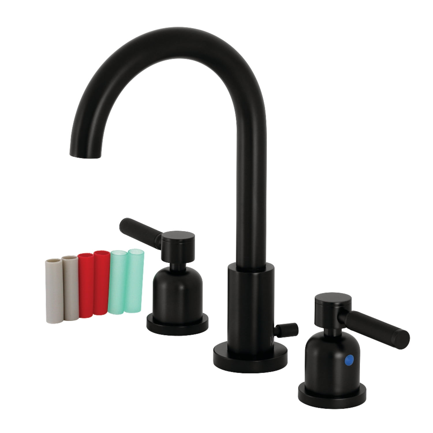 Kaiser Matte Black Widespread Bathroom Faucet with Brass Pop-Up