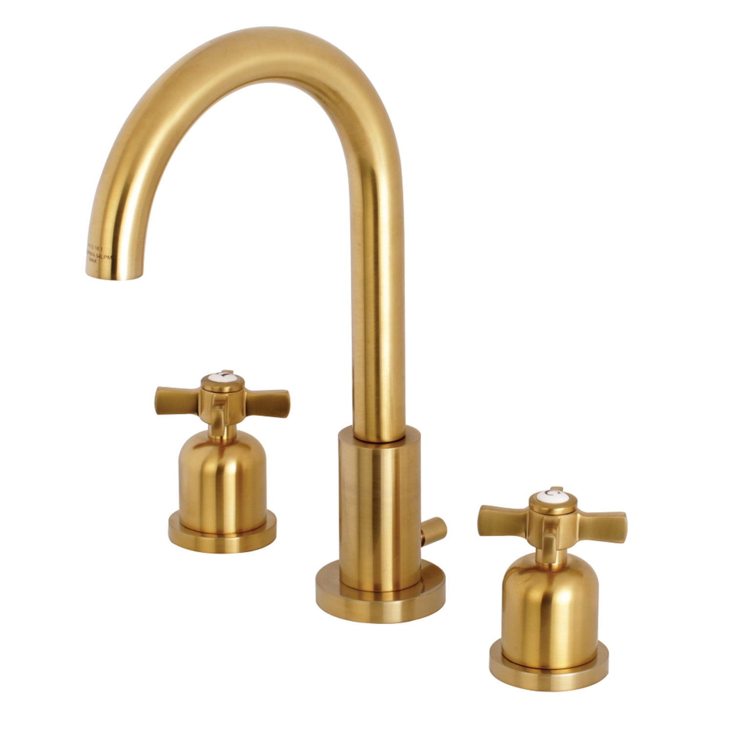Elegant Millennium Brushed Brass Widespread Bathroom Faucet with Cross Handles