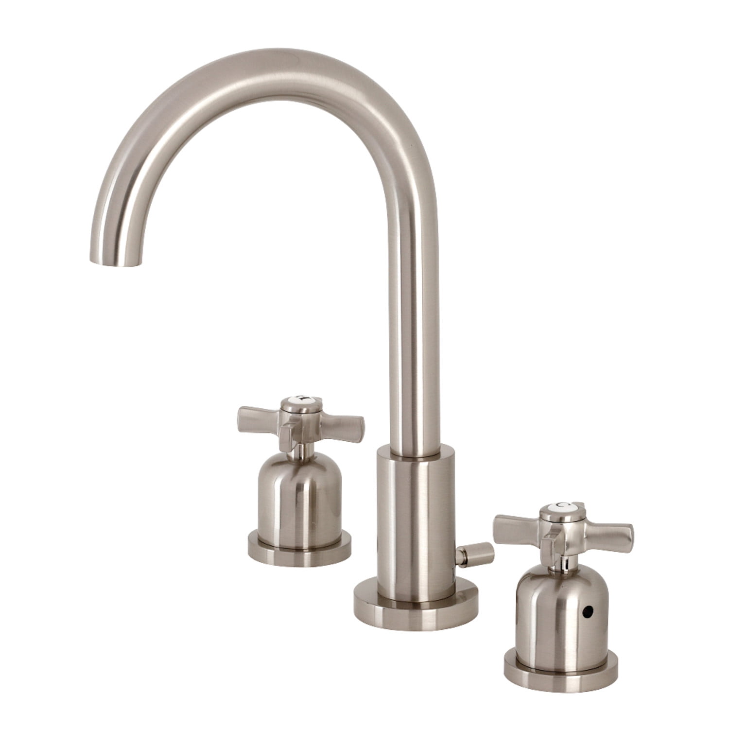 Brushed Nickel Widespread Bathroom Faucet with Cross Handles