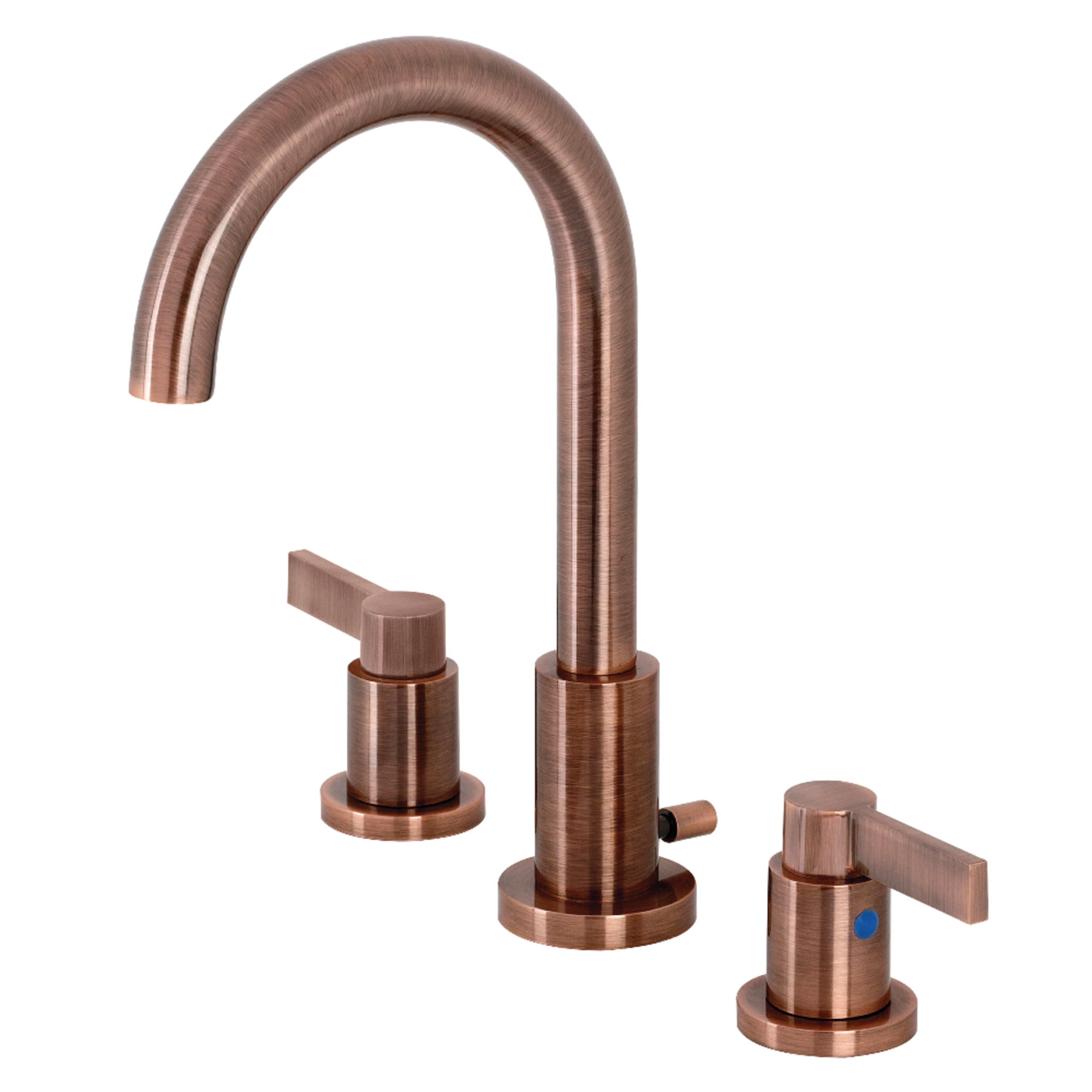 Kingston Brass FSC892NDLAC NuvoFusion Widespread Bathroom Faucet with Brass Pop-Up, Antique Copper
