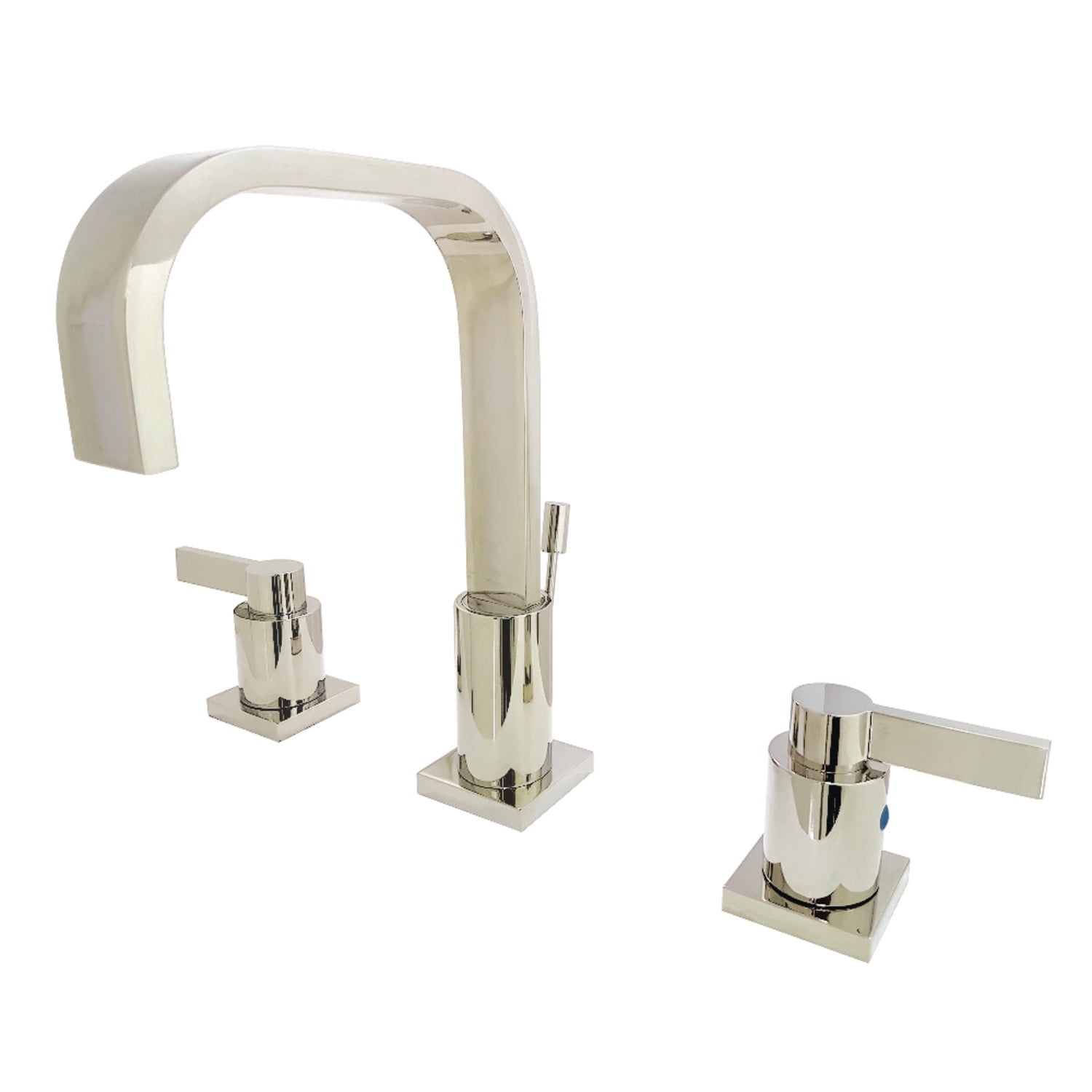 Polished Nickel Modern Widespread Bathroom Faucet with Drain Assembly