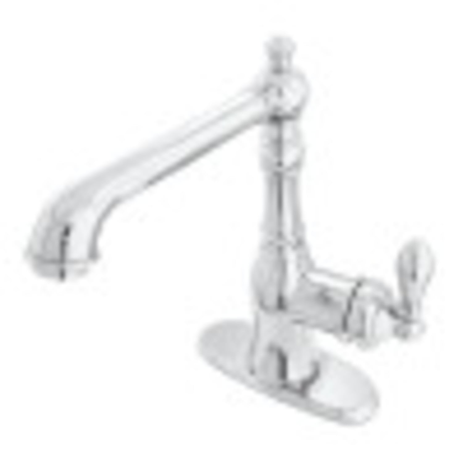 Polished Chrome Victorian Single-Handle Bathroom Faucet with Deck Plate