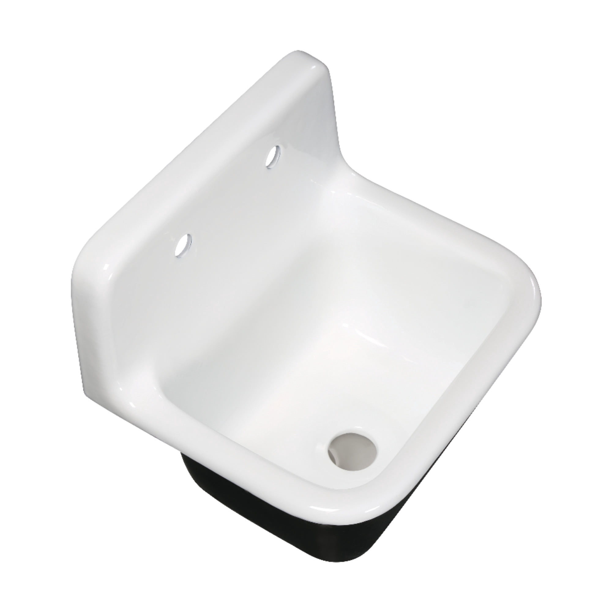 Fauceture GCKWS221822 Petra Galley 22" Cast Iron Single Bowl Wall Mount Kitchen Sink (2-Hole), White