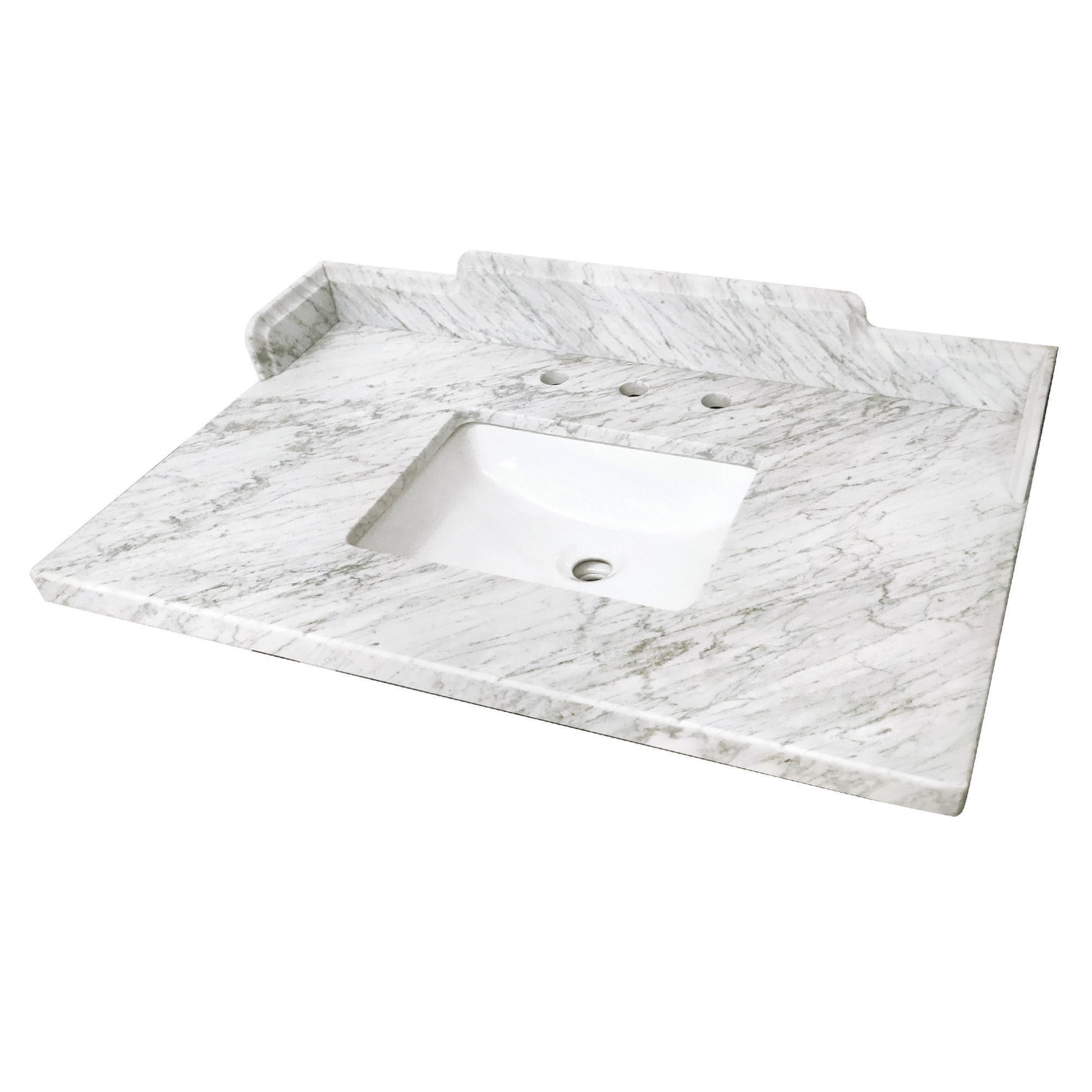 Kingston Brass KMS3622M38SQ Pemberton 36-Inch Carrara Marble Vanity Sink Top (8" Faucet Drillings) in Carrara White