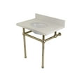 thumbnail image 1 of Fauceture KVPB3030WQB6 Templeton White Quartz Bathroom Console Vanity with Brass Pedestal, Polished Nickel, 1 of 2
