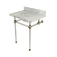 thumbnail image 1 of Kingston Brass KVPB30MA6 Templeton 30" Carrara Marble Vanity Top for Bathroom Sink with Acrylic Legs (8-Inch, 3-Hole), Carrara Marble White/Polished Nickel, 1 of 5