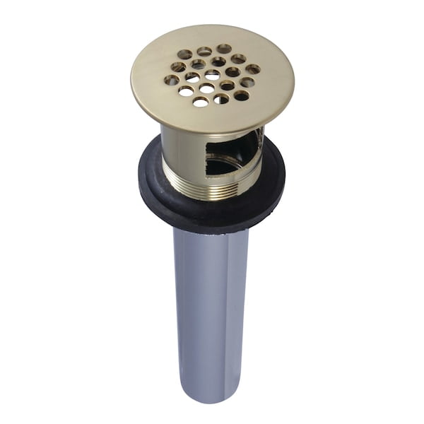 Brushed Brass Grid Bathroom Sink Drain with Overflow