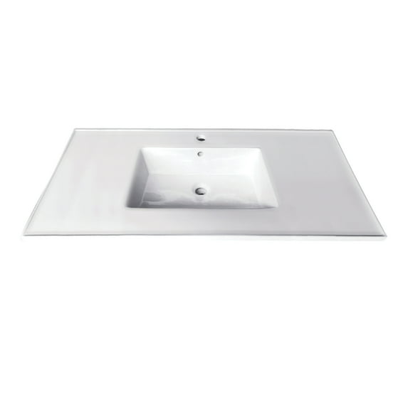 Fauceture LBT372271 Continental 37" x 22" Ceramic Vanity Top with Rectangular Sink (1 Hole), White