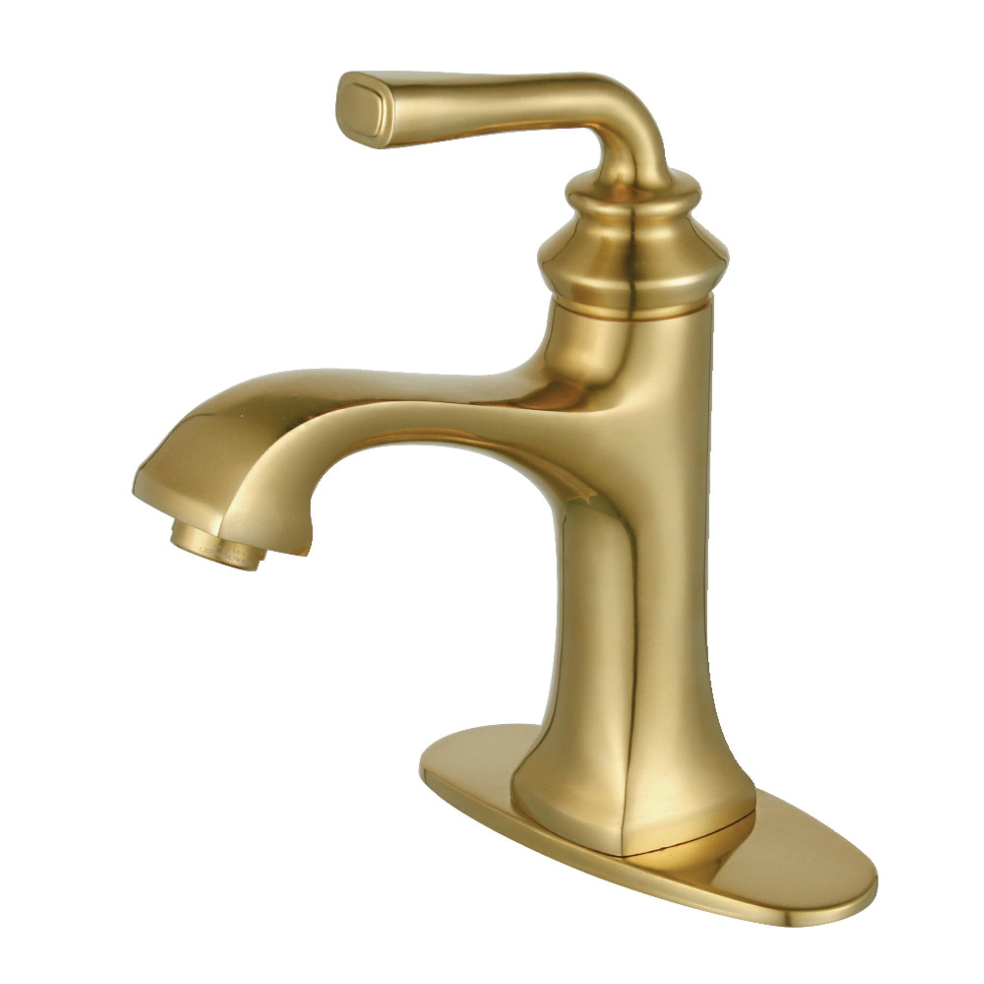 Brushed Brass Single-Handle Bathroom Faucet with Push Pop-Up