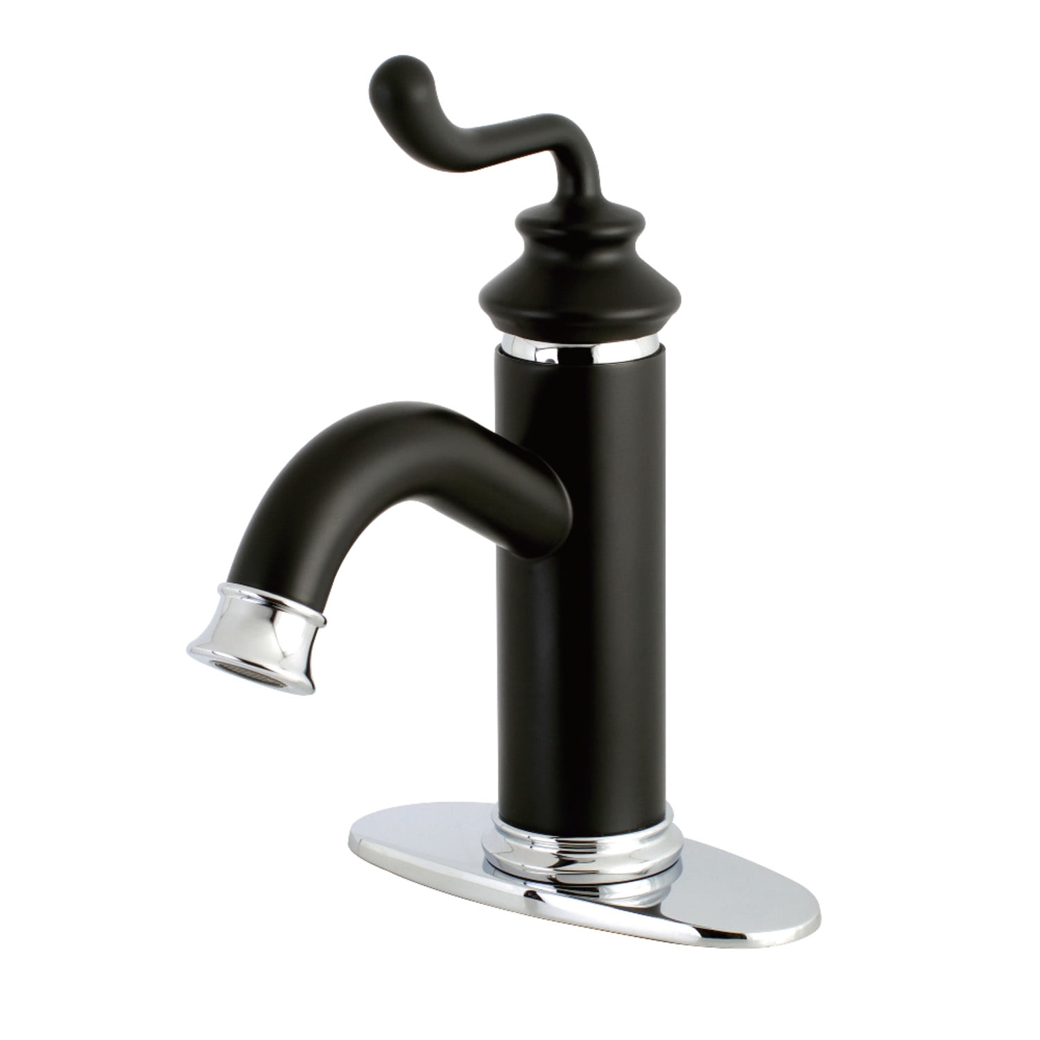 Fauceture LS5417RL Royale Single-Handle Bathroom Faucet with Push Pop-Up, Matte Black/Polished Chrome