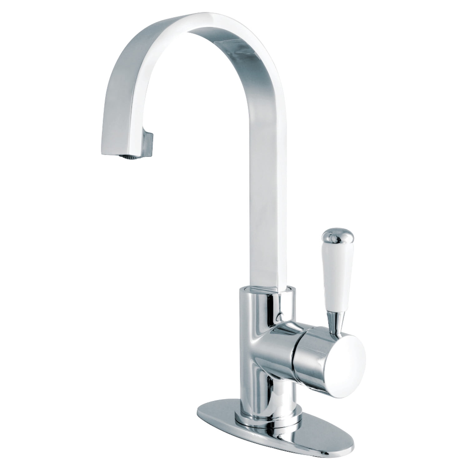 Fauceture LS8211DPL Paris Single-Handle Bathroom Faucet with Deck Plate & Drain, Polished Chrome