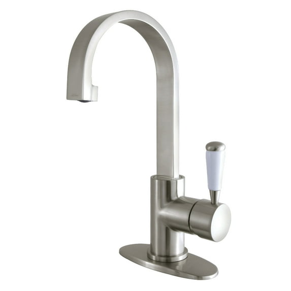 Fauceture LS8218DPL Paris Single-Handle Bathroom Faucet with Deck Plate & Drain, Brushed Nickel