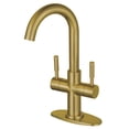 thumbnail image 1 of Kingston Brass LS8453DL Concord Two-Handle 1-Hole Bathroom Faucet with Deck Plate and Push Pop-Up Drain in Brushed Brass, 1 of 4