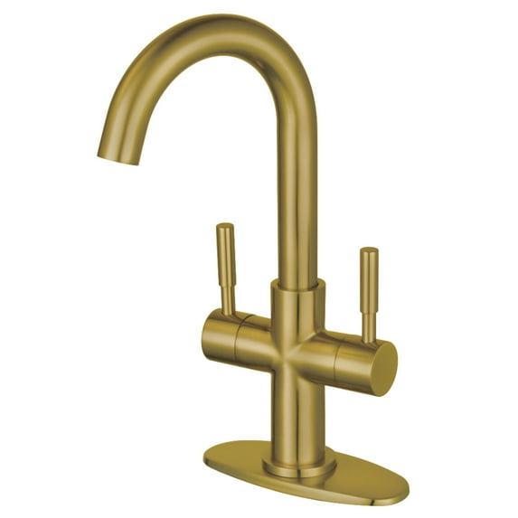 Fauceture LS8453DL Concord Two-Handle Bathroom Faucet with Push Pop-Up, Brushed Brass
