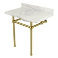 thumbnail image 1 of Kingston Brass KVPB36MB7 Templeton 36" Carrara Marble Bathroom Vanity Top with Legs (8-inch, 3-Hole), Carrara Marble White/Brushed Brass Finish, 1 of 6