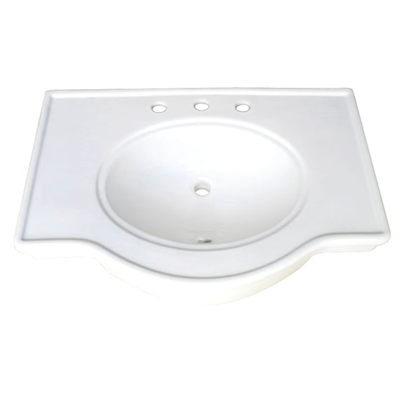 Kingston Brass VPB1318B Templeton 31-Inch Ceramic Console Sink (8-Inch, 3-Hole) in White