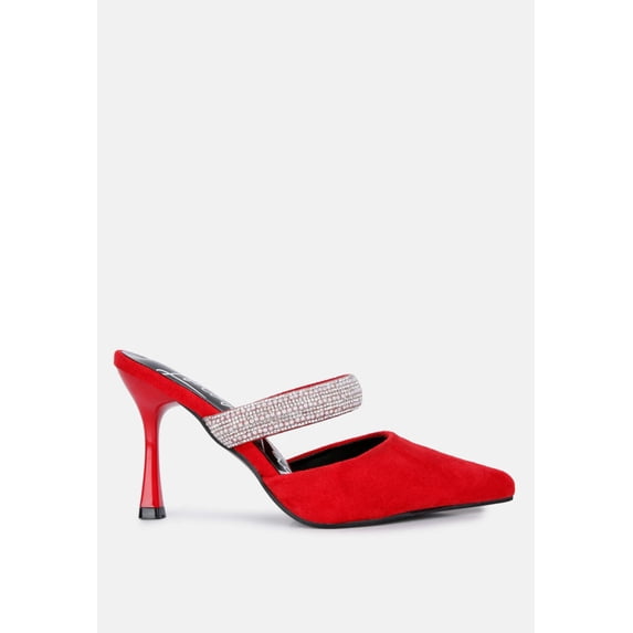 Fauci Diamante Strap Heeled Mules