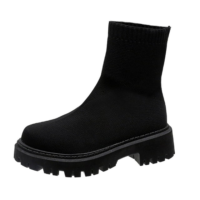 Fauean Ankle Boots for Women Autumn Winter Thick Heel Round Toe