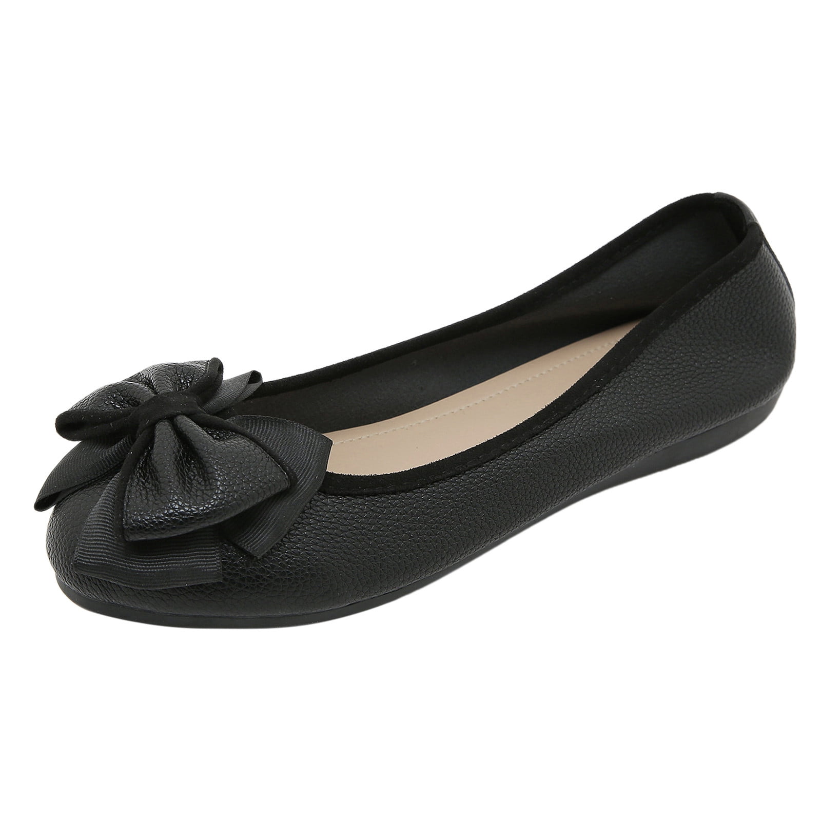 Casual Shoes for Women Ladies Simple Bowknot Low Heel Flat Bottom Shoes Going Out Black Size 39